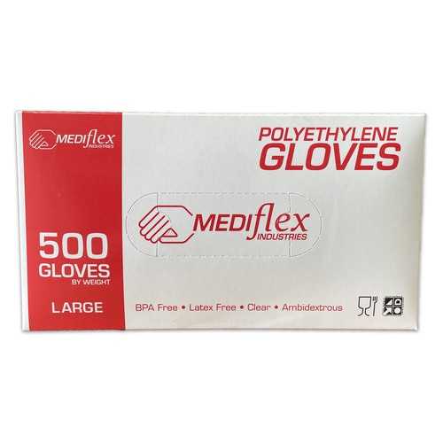 Polyethylene Gloves P/Free Lge Disp Food Handling 500 x 10/Ctn